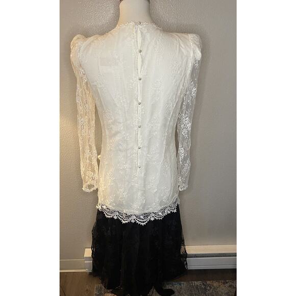 VTG Barbara Chodos Michael Marcella Wedd Dress Sz 6 Drop Waist Flapper Lace 80s - Picture 8 of 9